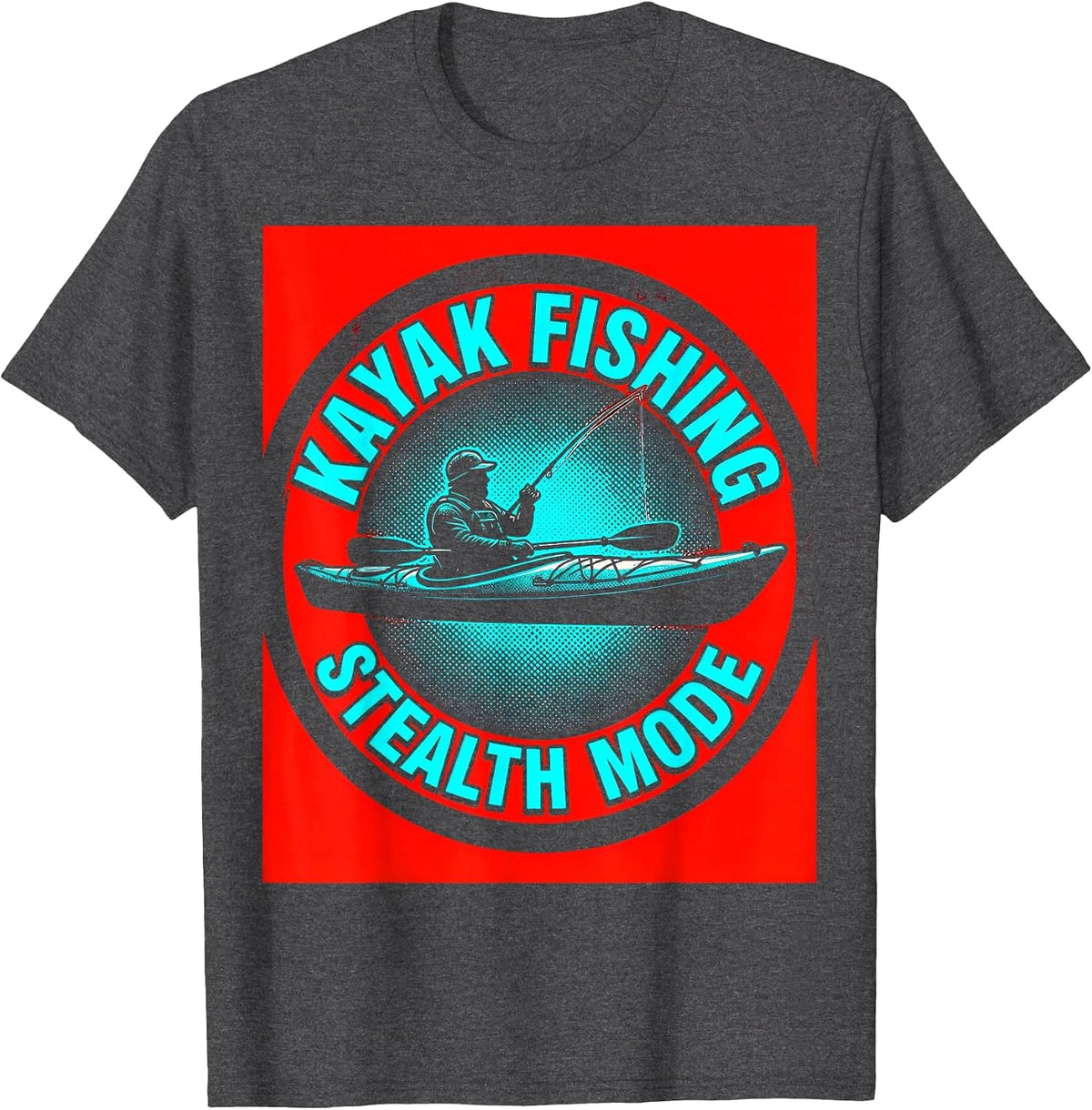 Kayak Fishing Stealth Mode Angler Design T-Shirt - Dark Heather Grey