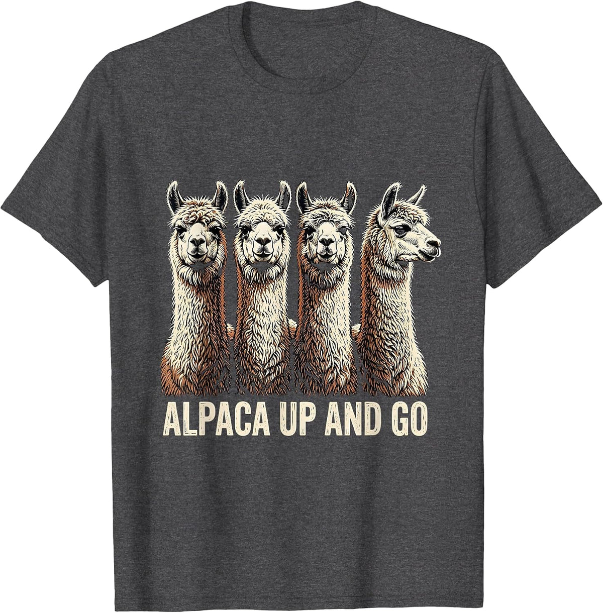 Men's Alpaca Up And Go Funny Alpaca Novelty Humor Animal Lover T-Shirt - Dark Heather Grey