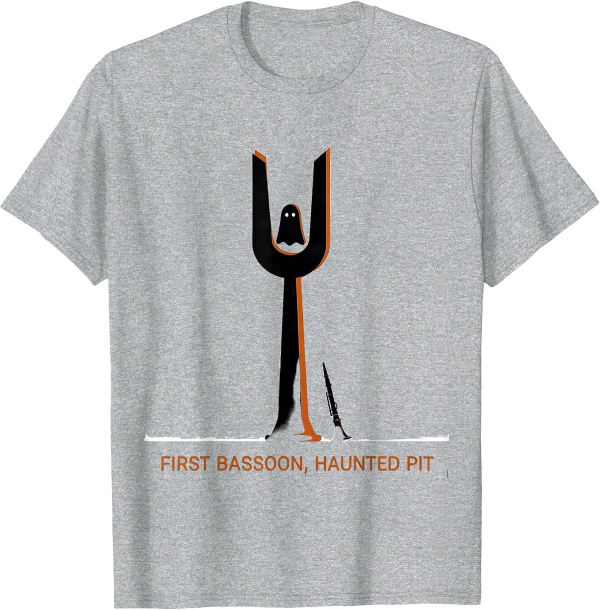 Men's First Bassoon, Haunted Pit Funny Music Teacher Halloween T-Shirt - Heather Grey