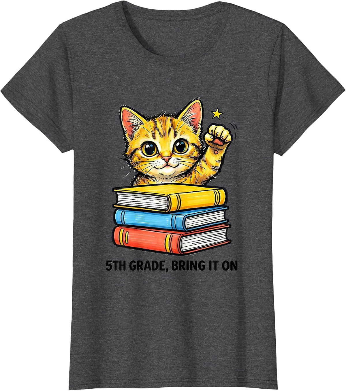 Women's 5th Grade Bring It On Cute Kitten Back To School Girls T-Shirt - Dark Heather Grey