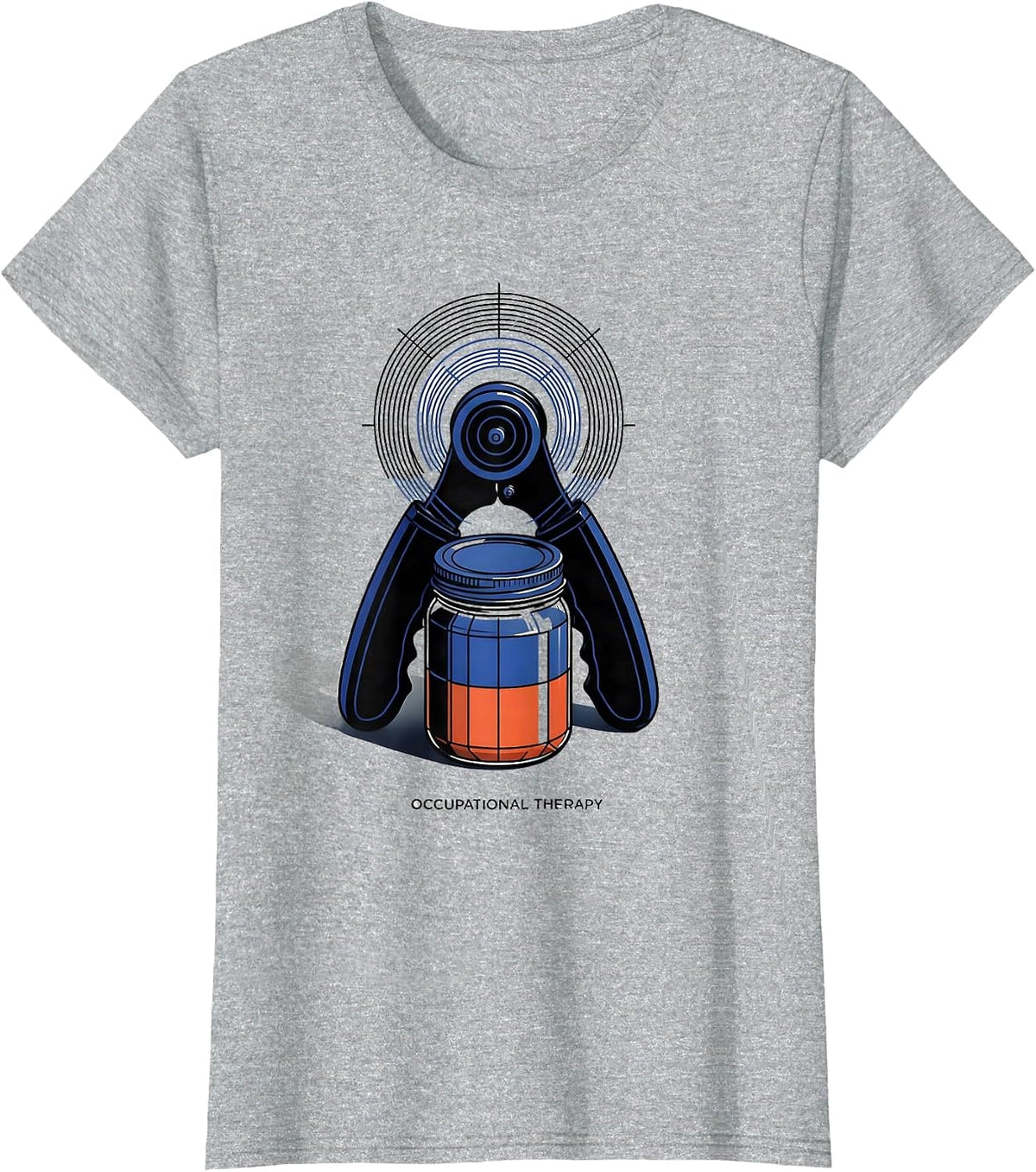 Occupational Therapy Retro Geometric Adaptive Jar Opener T-Shirt - Heather Grey
