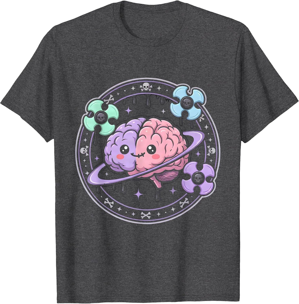 Rizz Em With The Tism Fidget Spinner Brain T-Shirt - Dark Heather Grey