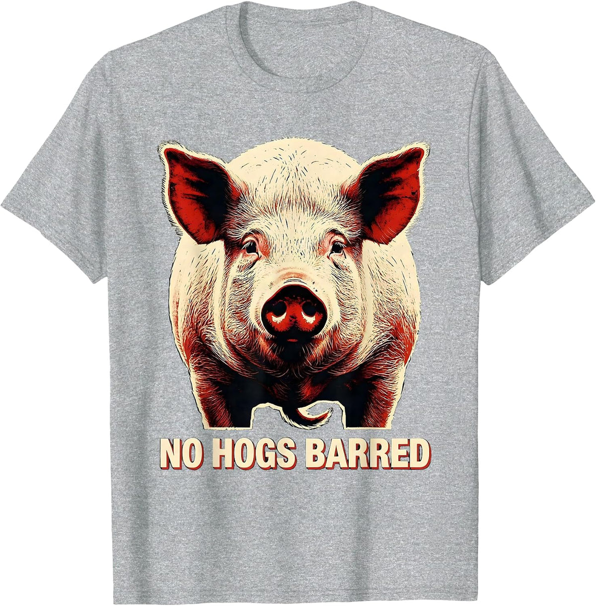 Men's No Hogs Barred Funny Pig Farm Animal Lover Novelty T-Shirt - Heather Grey