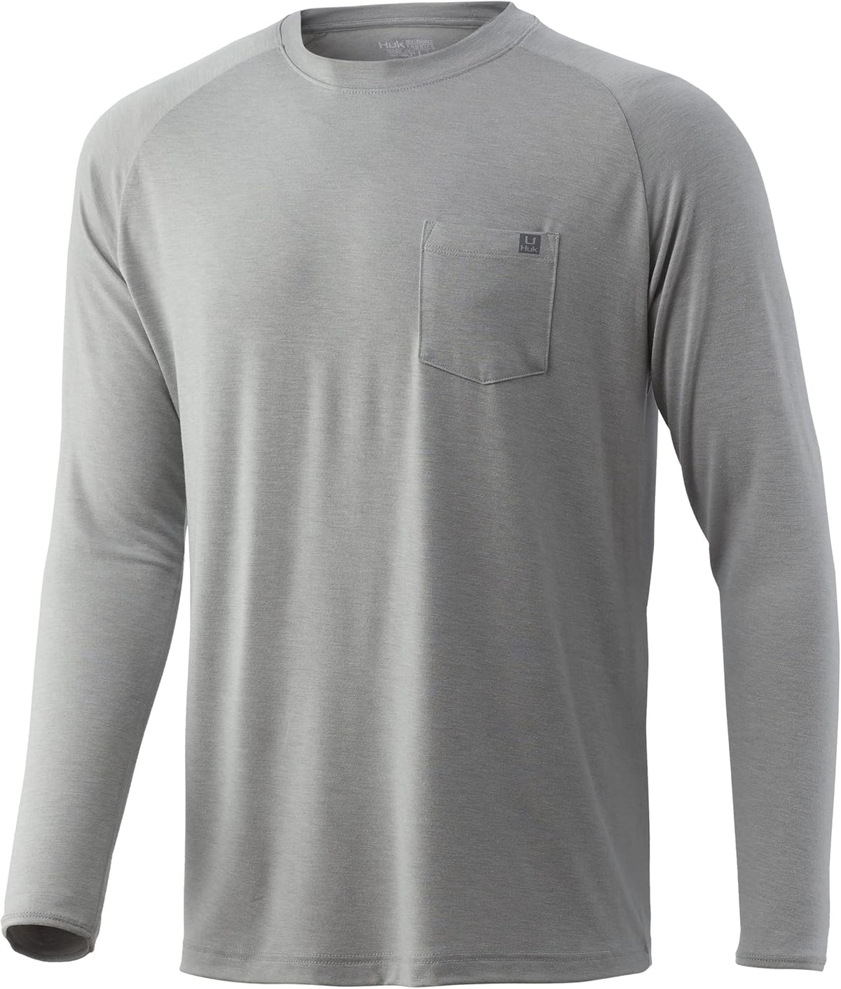HUK Men's Waypoint Long Sleeve Shirt | Performance T-Shirt +50 UPF - Gray