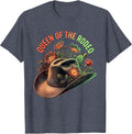 Queen of the Rodeo Cowgirl Graphic Design T-Shirt - Heather Blue