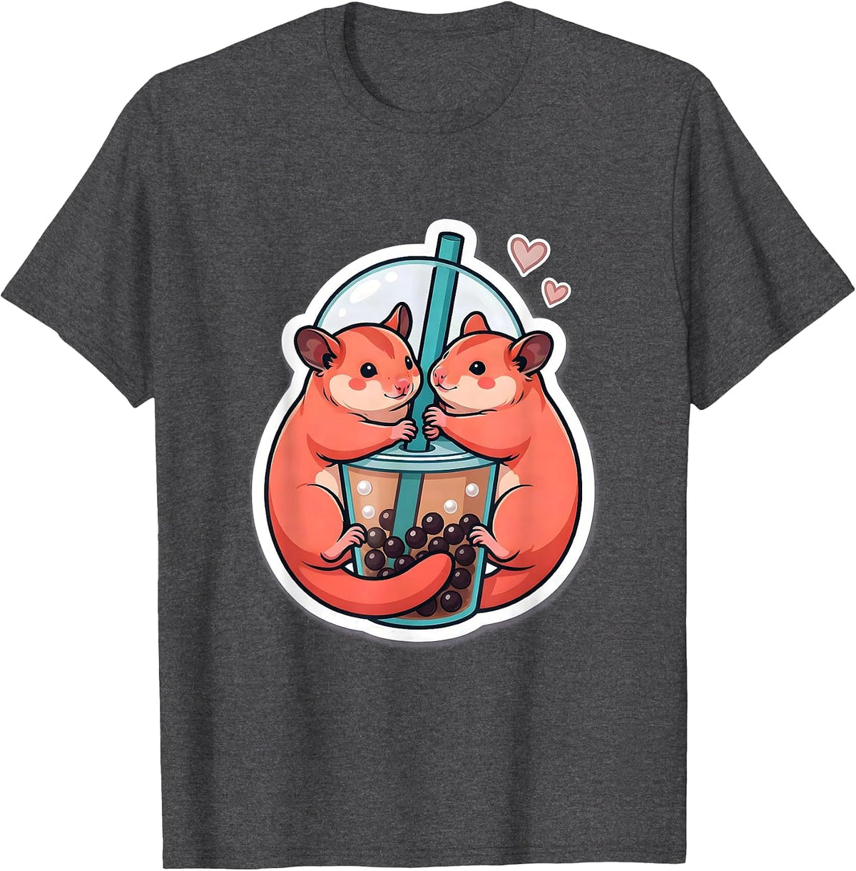 Men's Cute Sugar Glider Boba Tea Kawaii Anime Animal T-Shirt - Dark Heather Grey