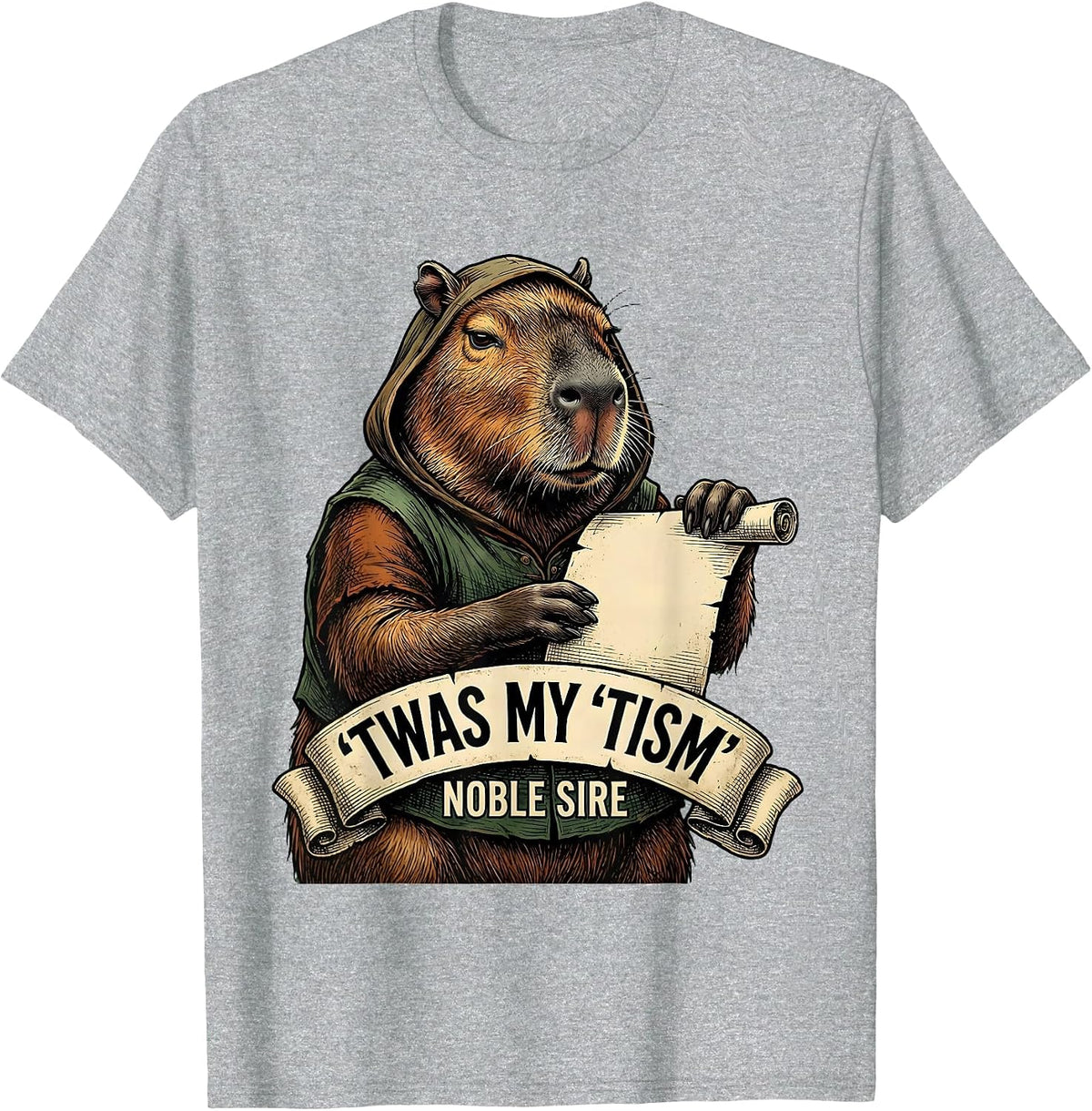 Men's 'Twas My 'Tism Noble Sire Vintage Fantasy Animal Humor T-Shirt - Heather Grey