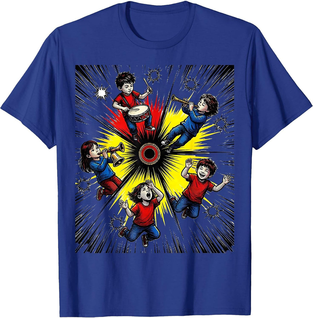 Comic Kids Music Classroom Teacher Back To School T-Shirt - Royal Blue