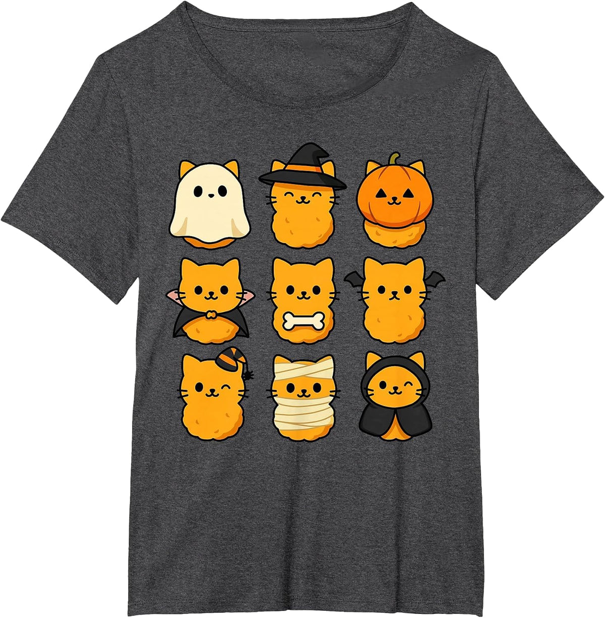 Halloween Kitten Nuggets Food Pun Cat Lover T-Shirt - Dark Heather Grey