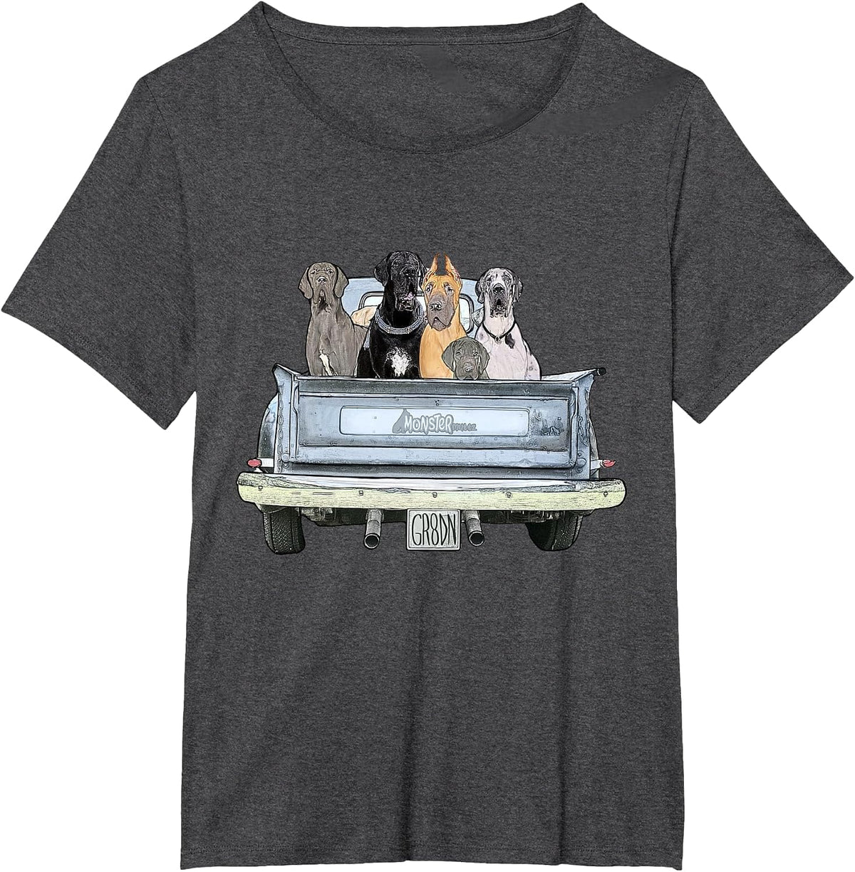 Great Dane Squad Pickup Truck Top for Men - Large Dog Dad T-Shirt - Dark Heather Grey