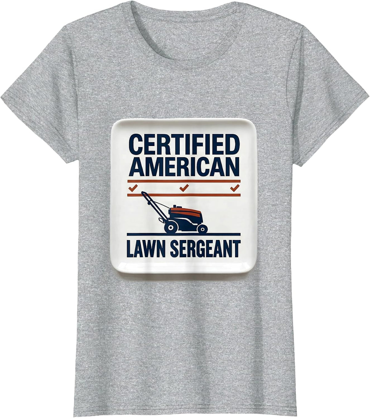 Certified American Lawn Sergeant Vintage Patriotic Lawn Care T-Shirt - Heather Grey