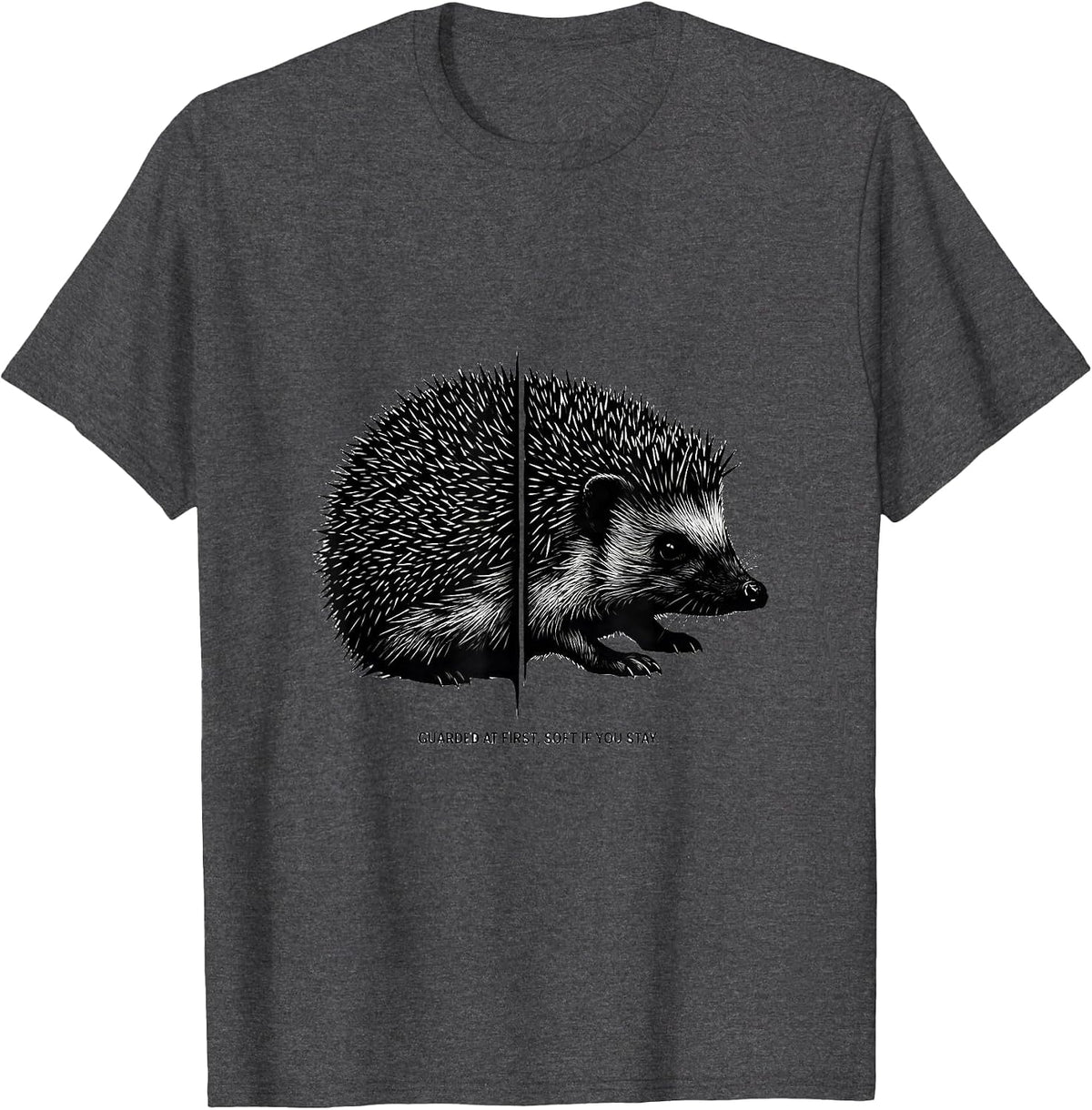 Guarded At First, Soft If You Stay Cute Hedgehog Lover Gift T-Shirt - Dark Heather Grey