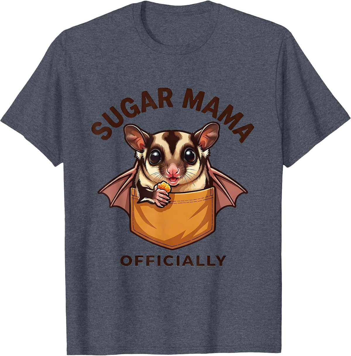 Sugar Mama Officially Funny Sugar Glider Pet Lover Humor T-Shirt - Heather Blue