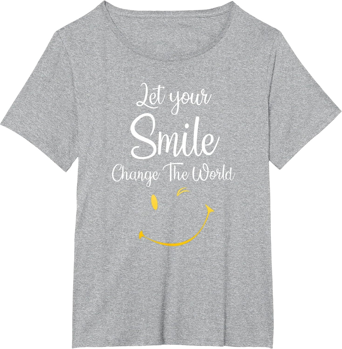 Let Your Smile Change The World Inspirational Motivational T-Shirt - Heather Grey