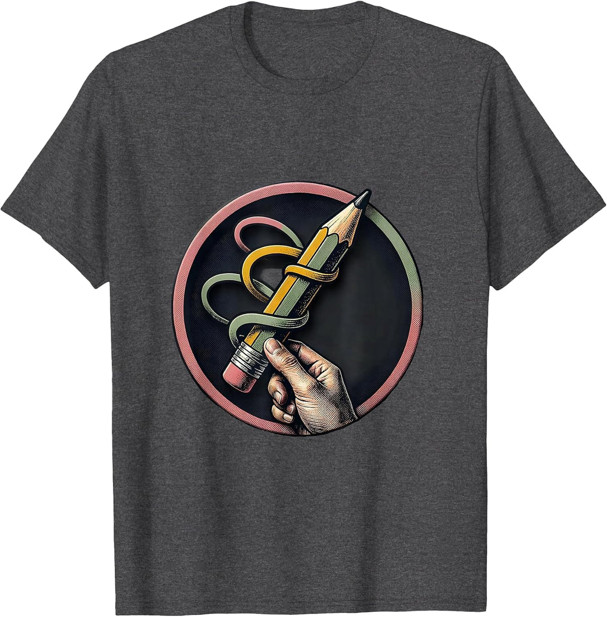 Men's Pencil Grip Occupational Therapy OT Month Workwear T-Shirt - Dark Heather Grey