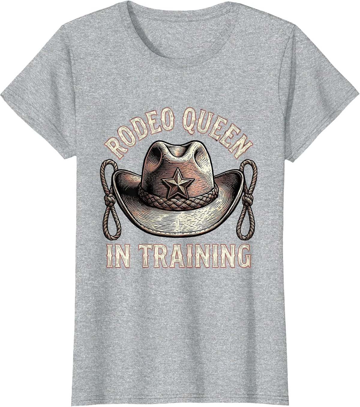 Women's Rodeo Queen In Training Girls Cowgirl Design T-Shirt - Heather Grey
