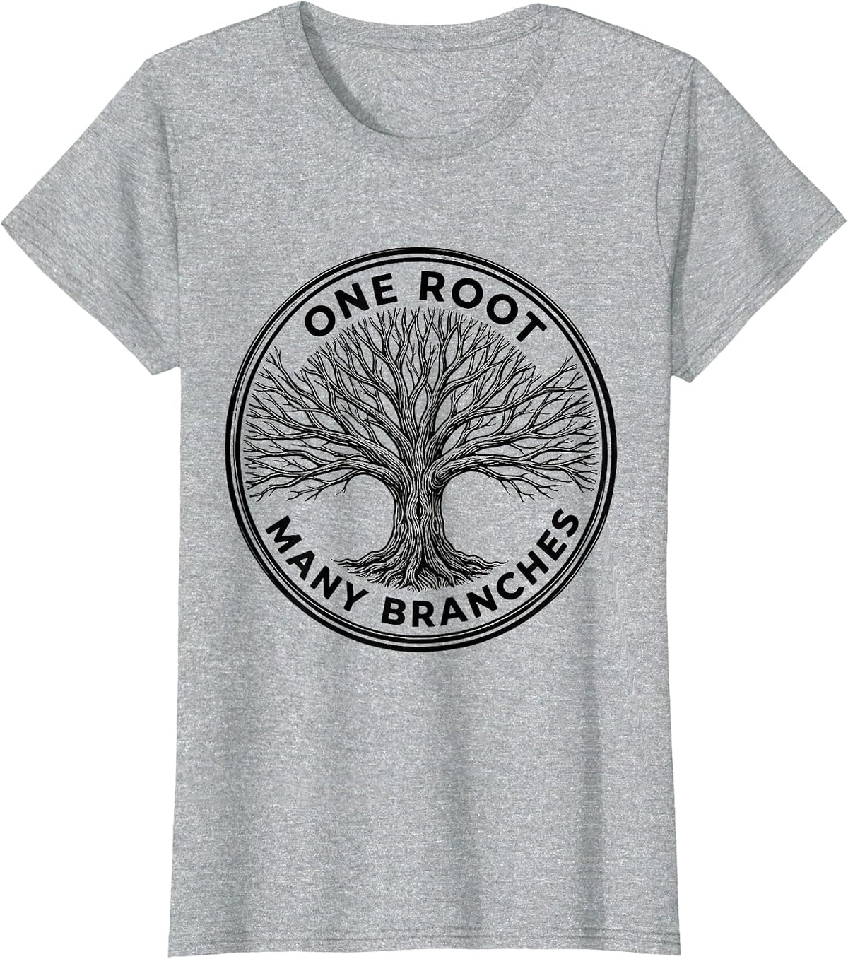 Women's One Root Many Branches Family Reunion Matching Group Pride T-Shirt - Heather Grey