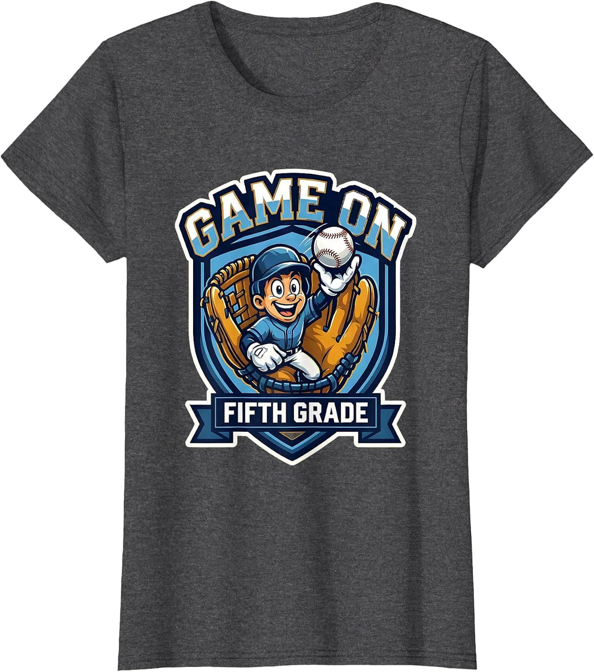 Women's Game On Fifth Grade Playful Mascot Logo Back To School T-Shirt - Dark Heather Grey
