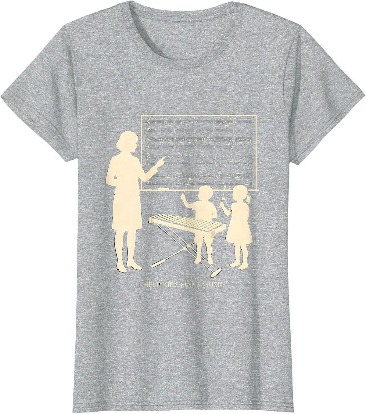 I Help Kids Make Music Cheerful Music Teacher Back To School T-Shirt - Heather Grey