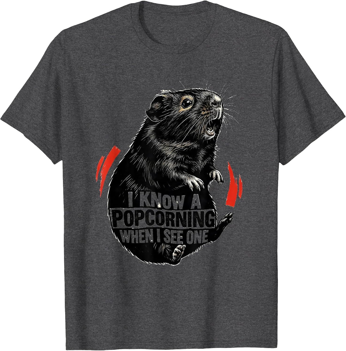 I Know A Popcorning When I See One Cute Guinea Pig Pet Lover T-Shirt - Dark Heather Grey