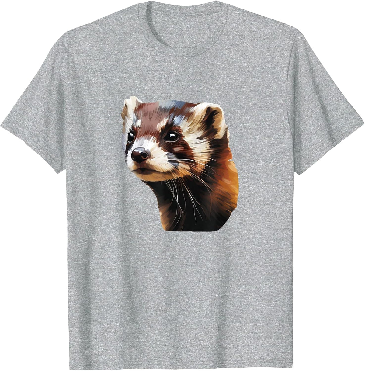 Cute Ferret Face T-Shirt - Heather Grey