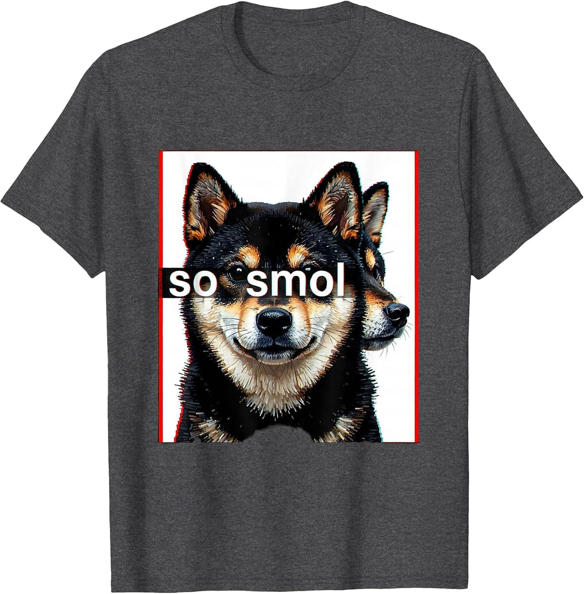 Men's so smol Kawaii Shiba Inu Dog Lover Meme Humor T-Shirt - Dark Heather Grey