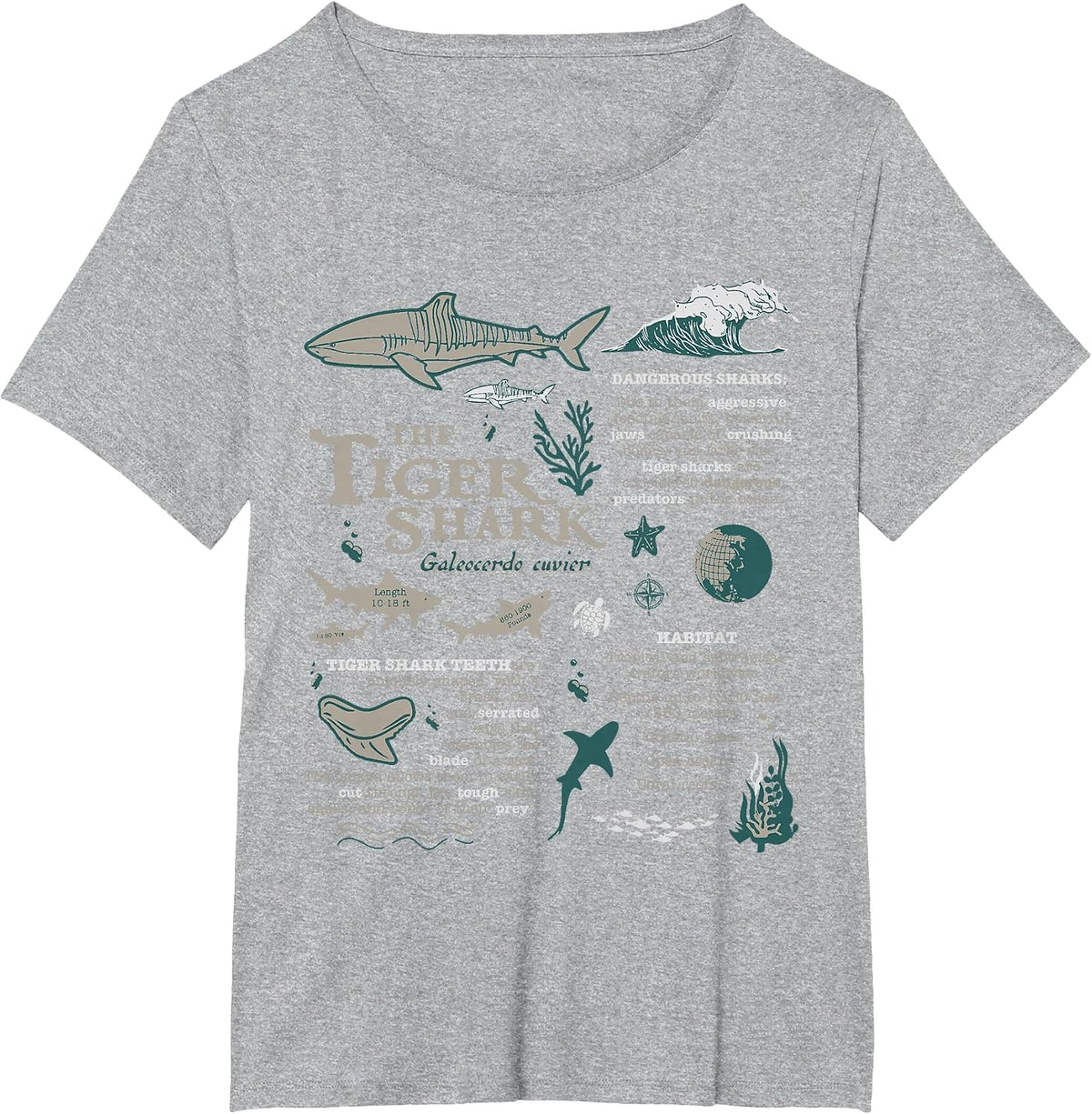 Tiger Shark Anatomy Marine Biologist T-Shirt - Heather Grey