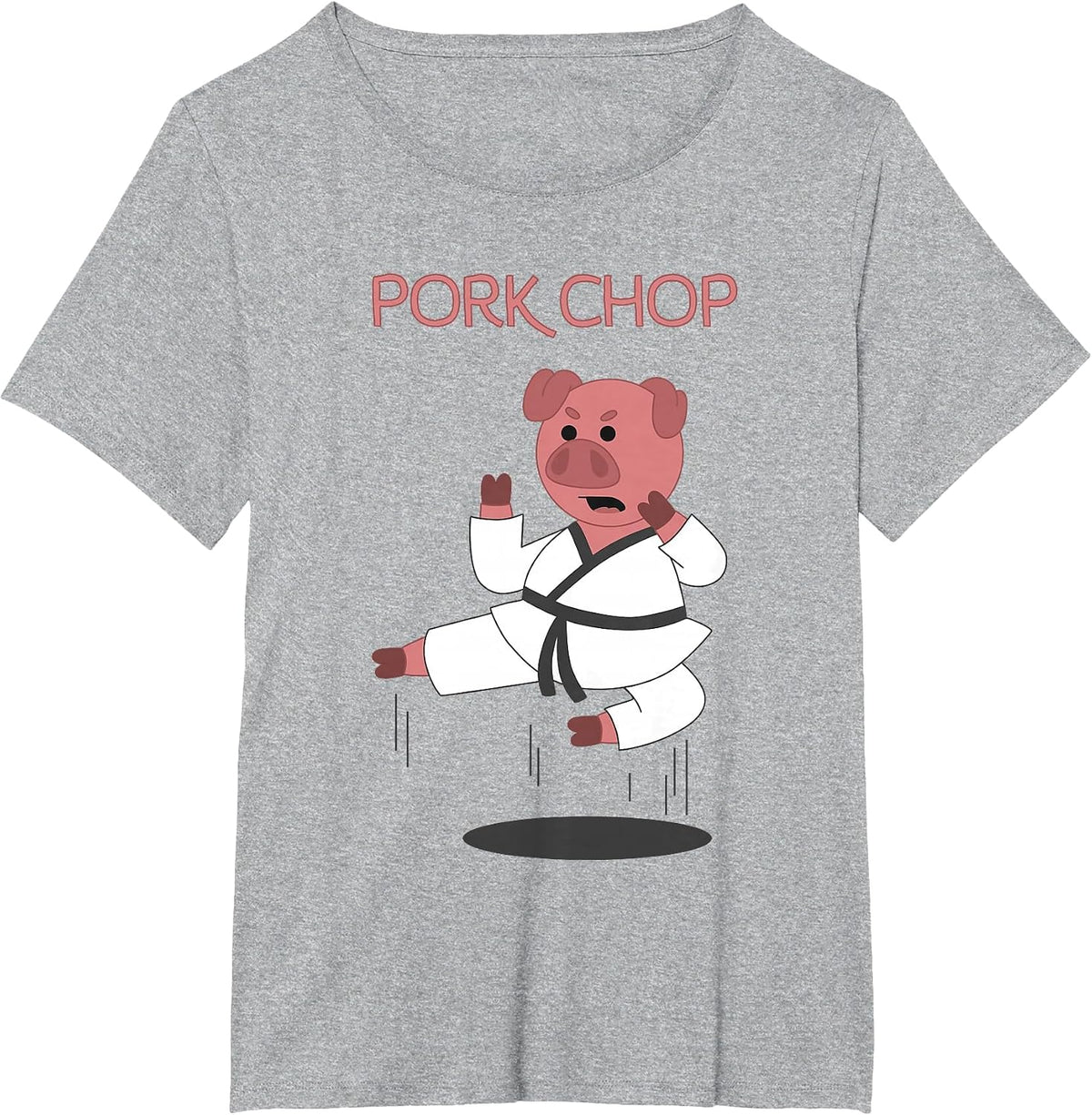Pork Chop - Funny Pig Karate Pun T-Shirt T-Shirt - Heather Grey