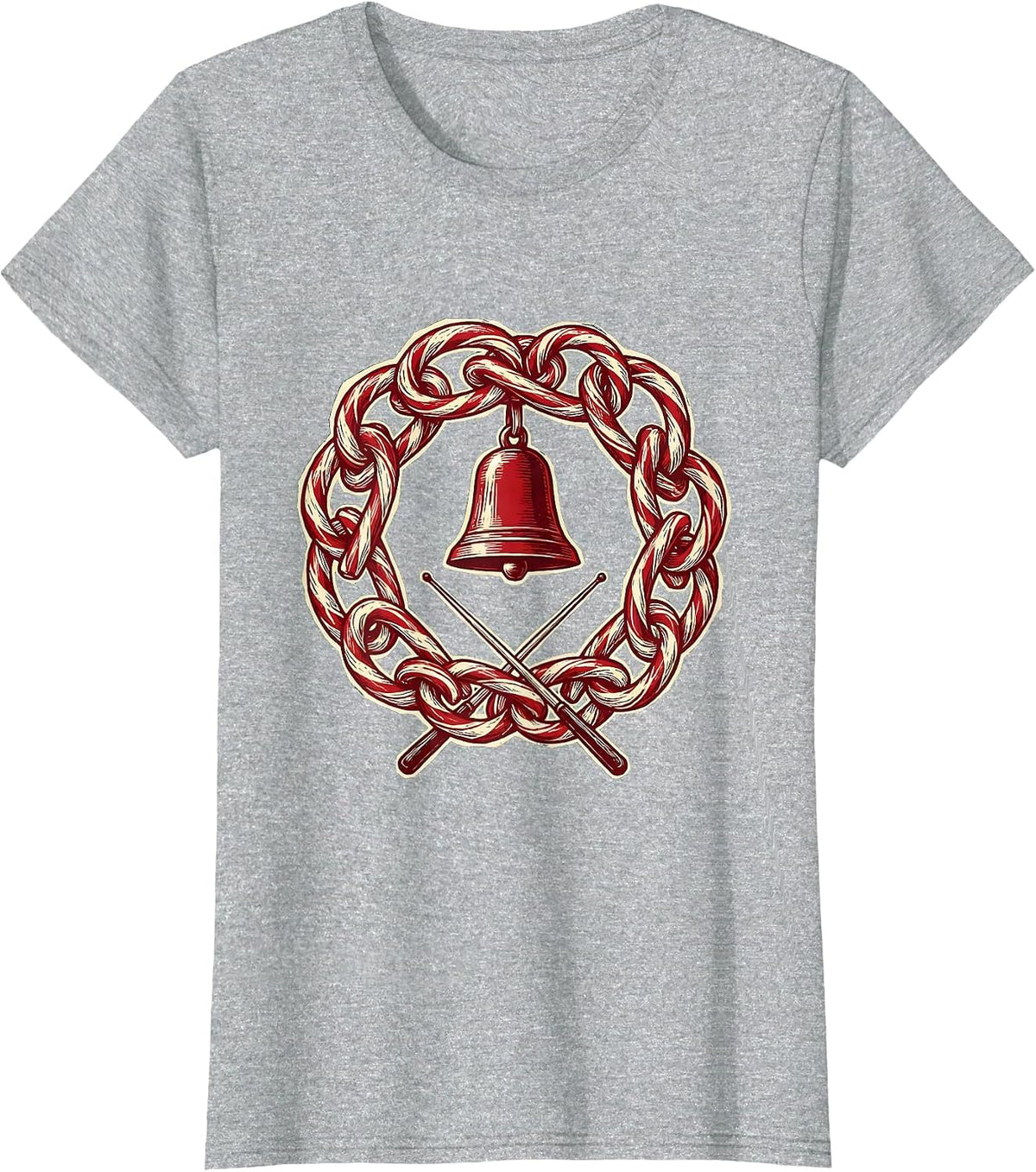 Interlocked Hooks Christmas Wreath Teacher Holiday Pride T-Shirt - Heather Grey