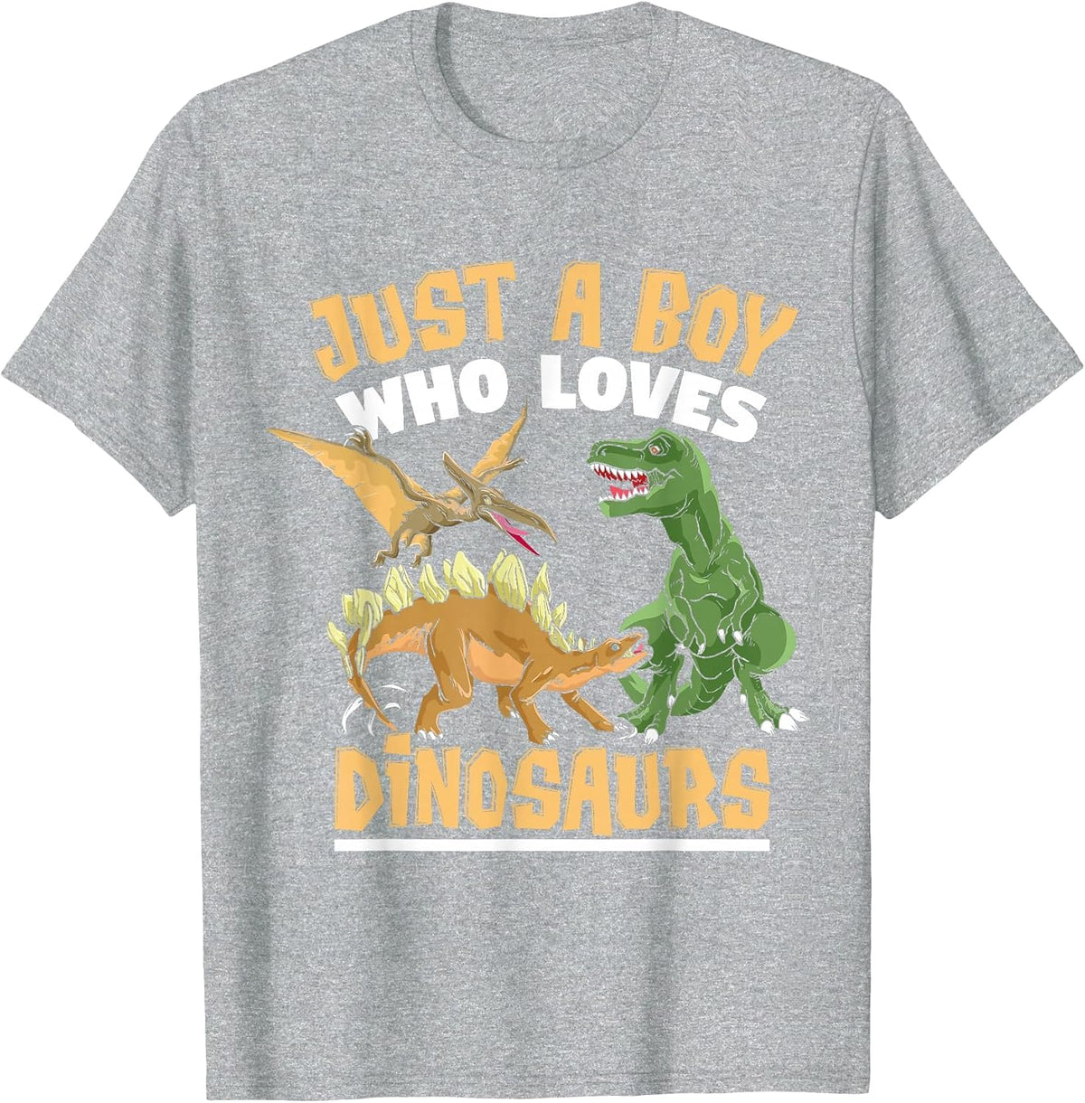 Just a Boy Who Loves Dinosaurs Schoolboys and Paleontologist T-Shirt - Heather Grey