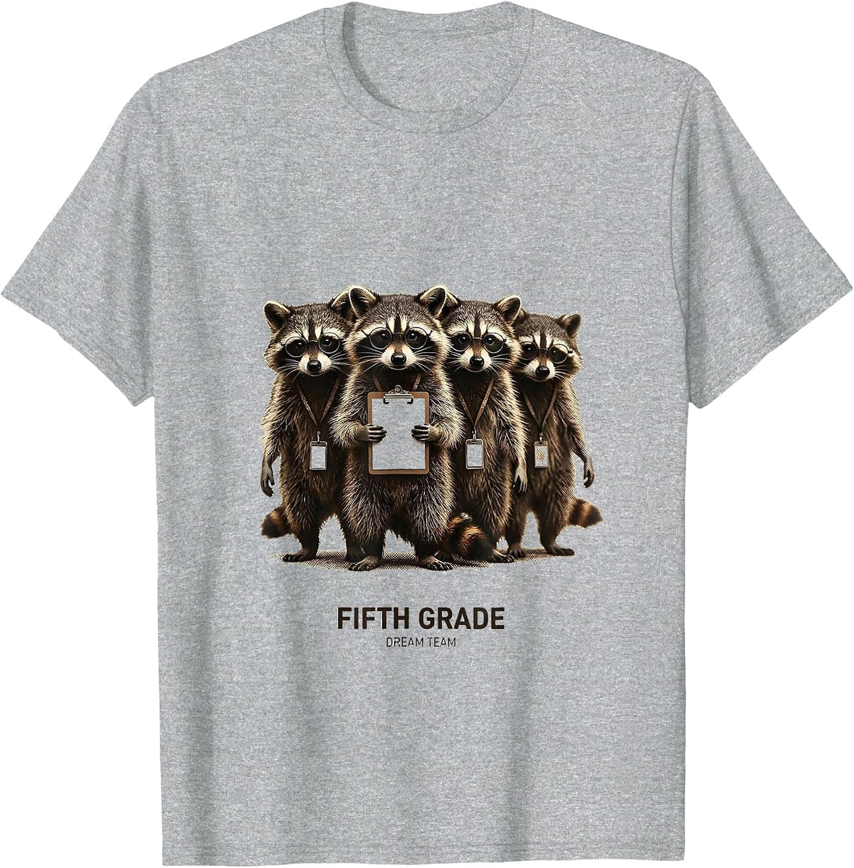 Men's Fifth Grade Dream Team Raccoon Teacher Back to School T-Shirt - Heather Grey