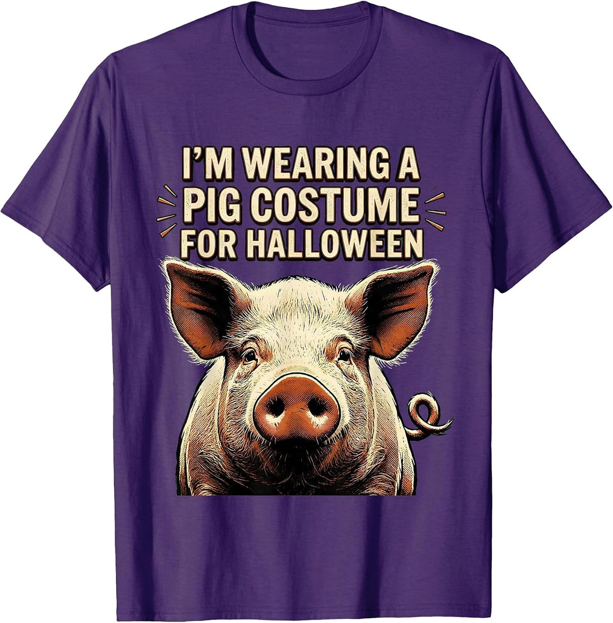 Men's I’m Wearing A Pig Costume For Halloween Vintage T-Shirt - Purple