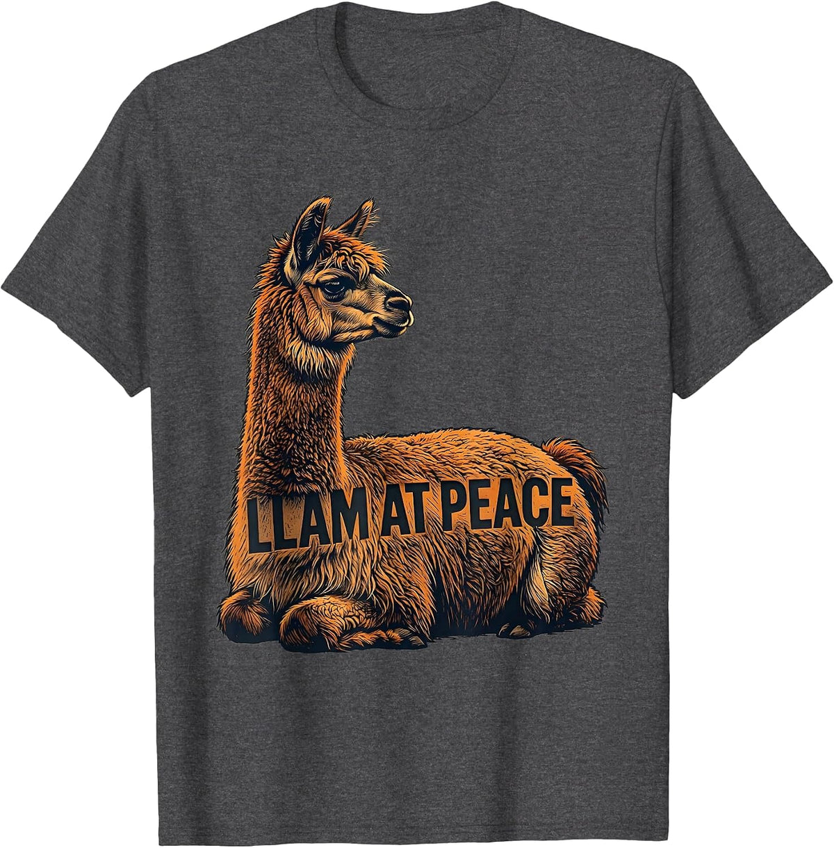 Men's Llam At Peace Funny Alpaca Humor Casual Gift T-Shirt - Dark Heather Grey