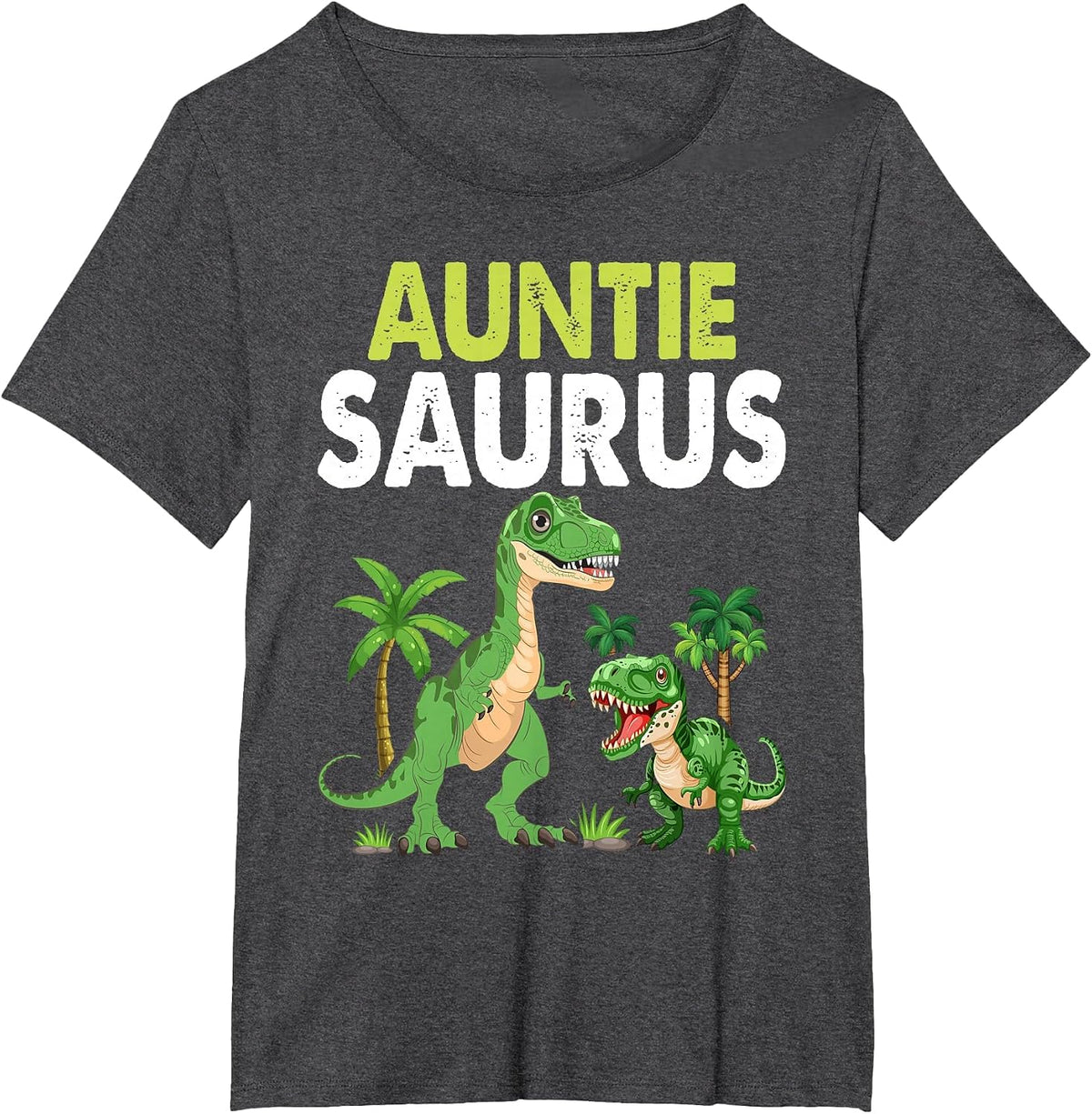 Auntiesaurus Auntie Tyrannosaurus Dinosaur Baby T-Shirt - Dark Heather Grey