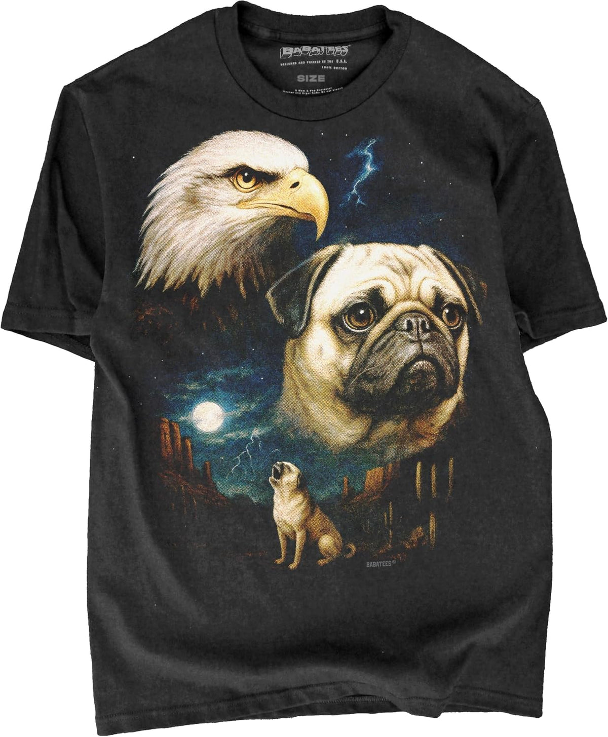 Majestic Dog Artwork Premium Black T-Shirt for Men & Women - Pug