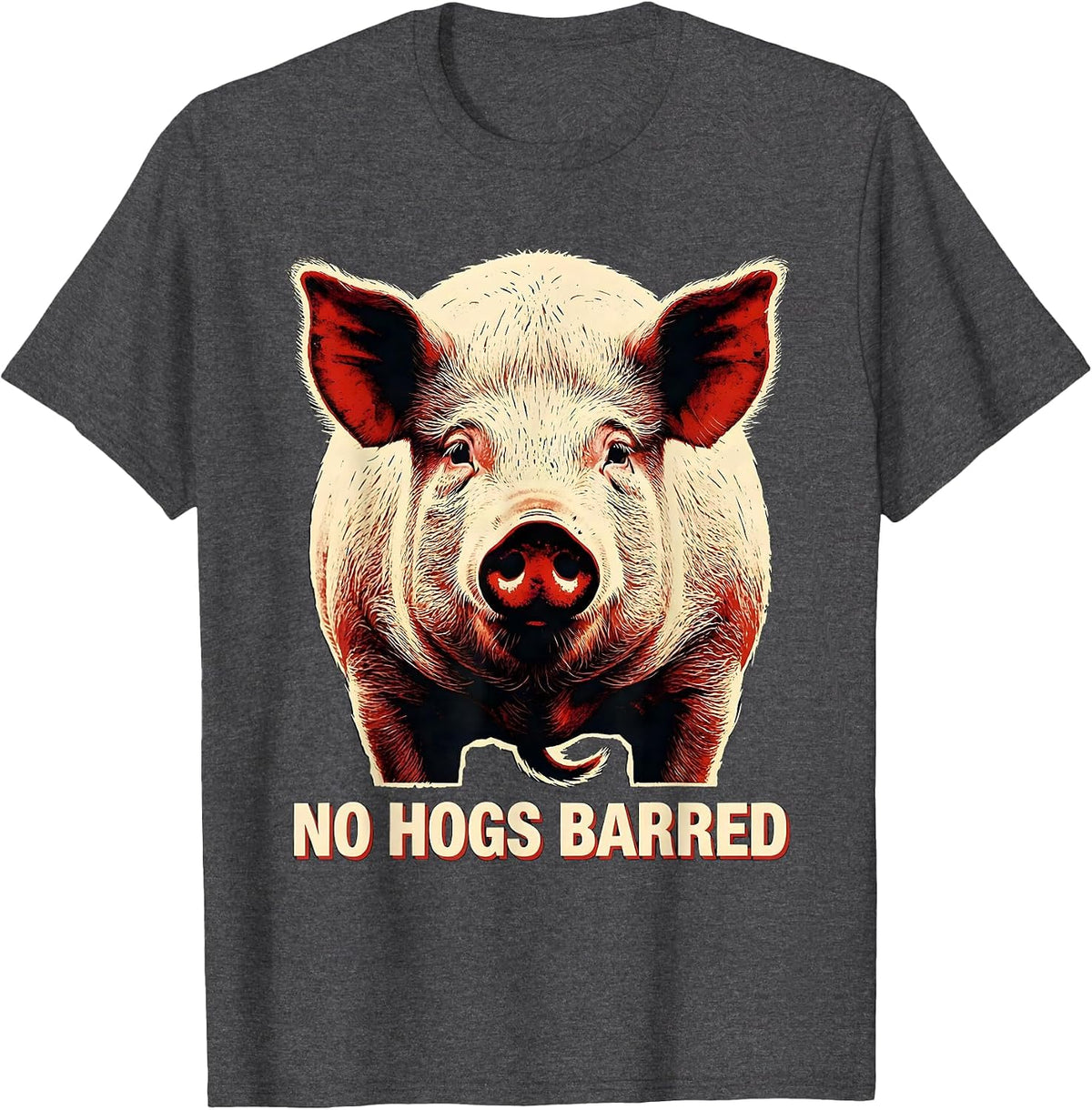Men's No Hogs Barred Funny Pig Farm Animal Lover Novelty T-Shirt - Dark Heather Grey