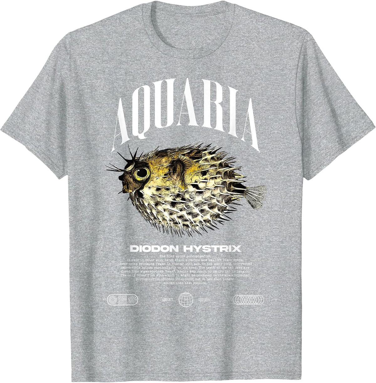 Porcupine Puffer Fish Fish Keeper Modern Streetwear T-Shirt - Heather Grey