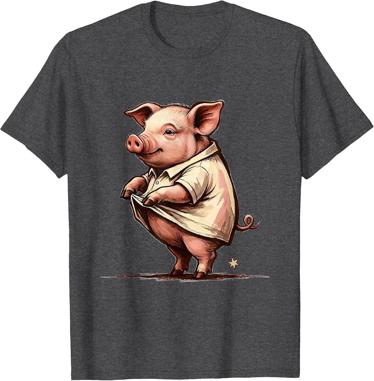 Cheerful Piglet Storybook Pig Lover Halloween Costume T-Shirt - Dark Heather Grey