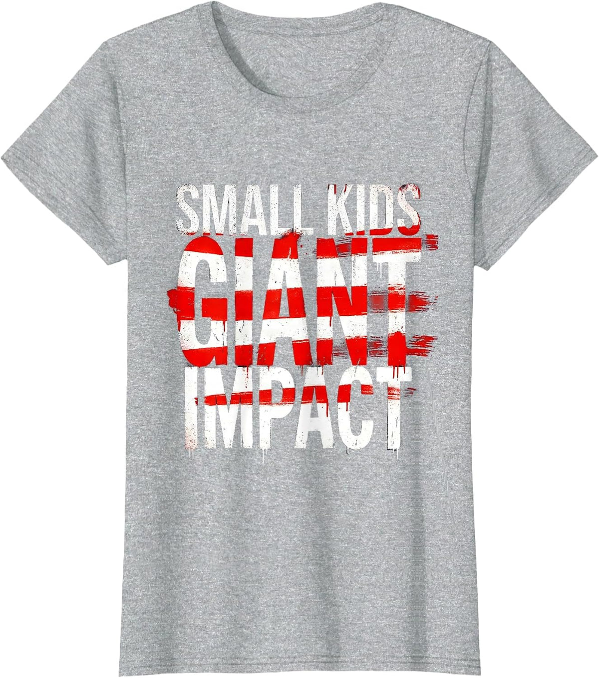 Small Kids Giant Impact Preschool Teacher Design T-Shirt - Heather Grey