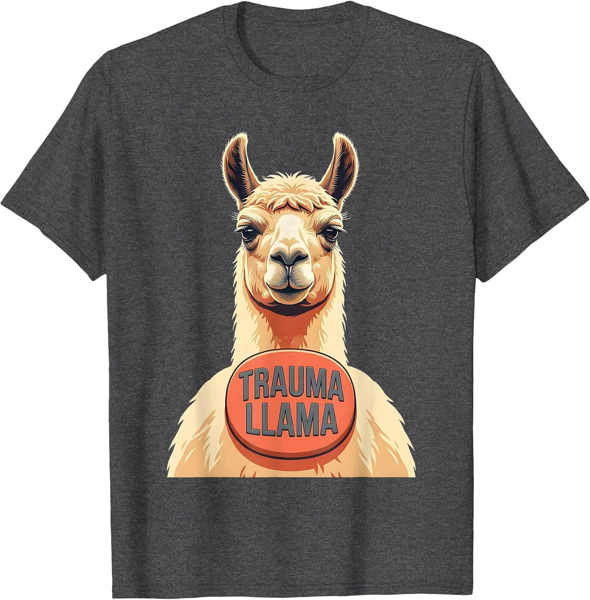 Men's Trauma Llama Funny Llama Alpaca Lover Gift Novelty Animal T-Shirt - Dark Heather Grey