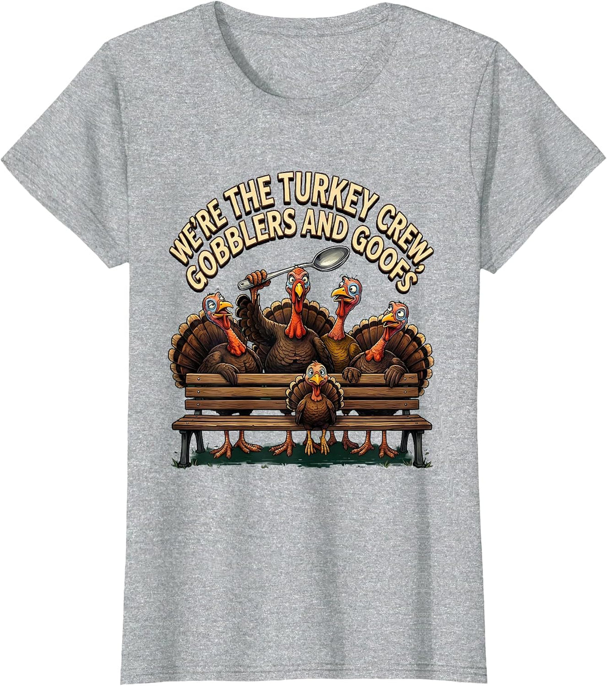 Women's We're The Turkey Crew, Gobblers And Goofs Funny T-Shirt - Heather Grey