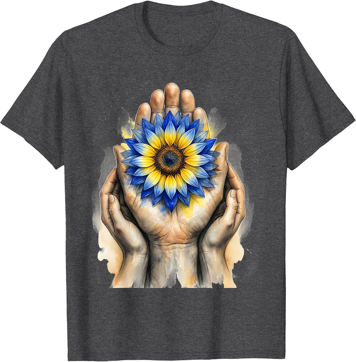 Men's Supporting Hands Down Syndrome Awareness Family Pride T-Shirt - Dark Heather Grey