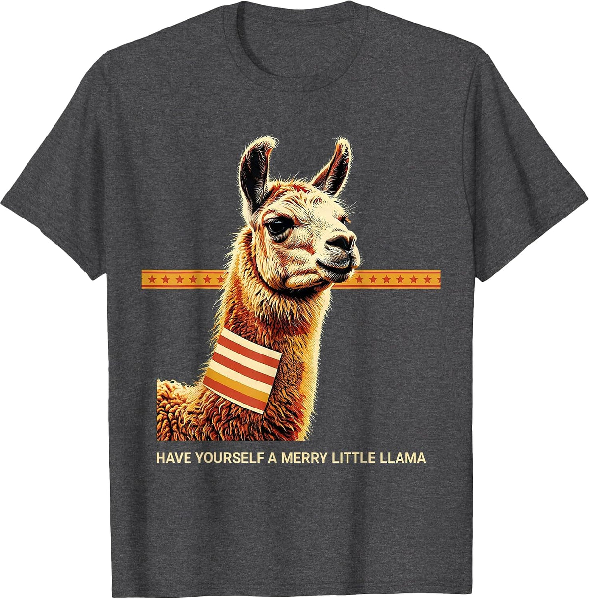 Men's Have Yourself a Merry Little Llama Funny Llama Lover T-Shirt - Dark Heather Grey
