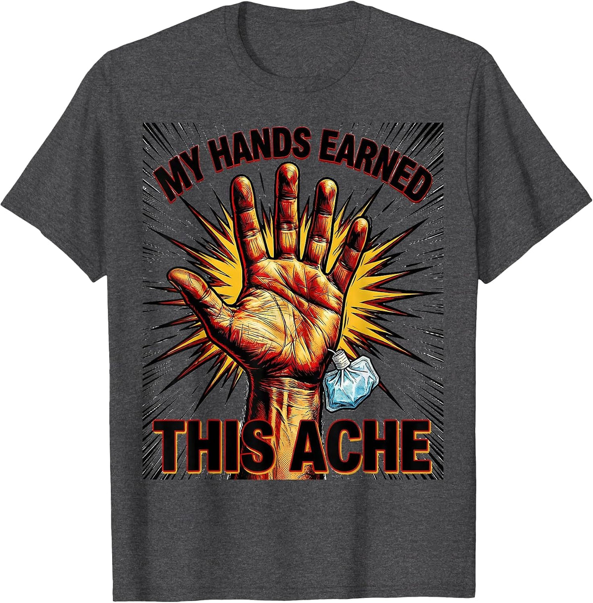 Men's My Hands Earned This Ache Funny Massage Therapist T-Shirt - Dark Heather Grey