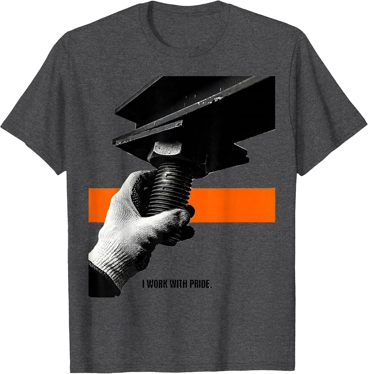 Men's I Work With Pride Brutalist Graphic Labor Day Union Worker T-Shirt - Dark Heather Grey