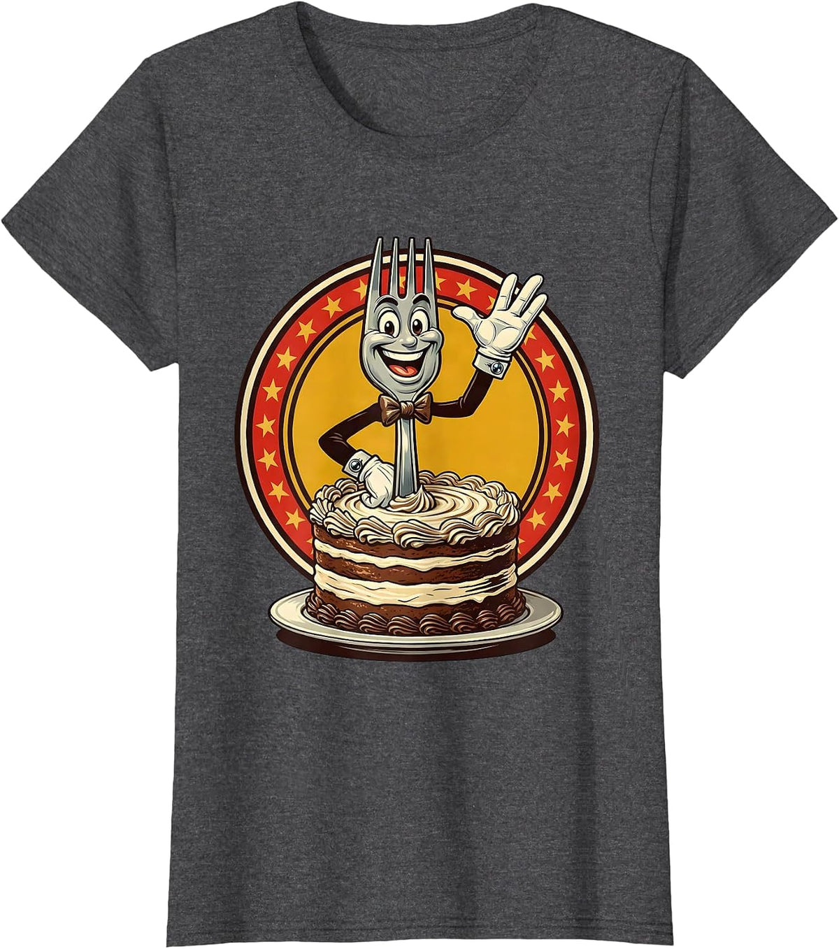Women's Dad Tax Collector Fork Dessert Graphic T-Shirt - Dark Heather Grey