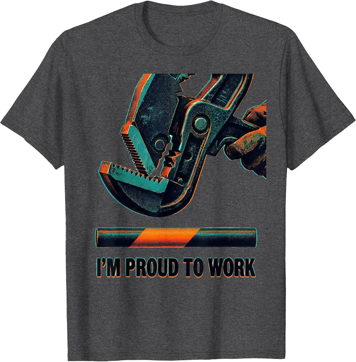 Men's I'm Proud To Work Risograph Union Labor Day Skilled Trade T-Shirt - Dark Heather Grey