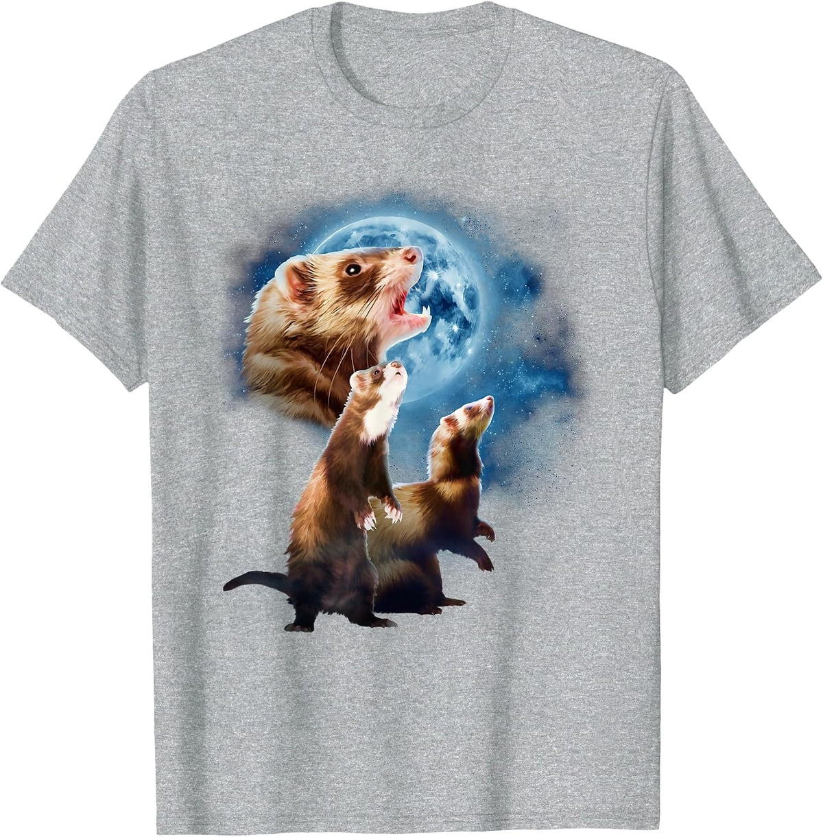 Howling at the Moon Shirt - Ferret Shirts - Funny Ferret T-Shirt - Heather Grey