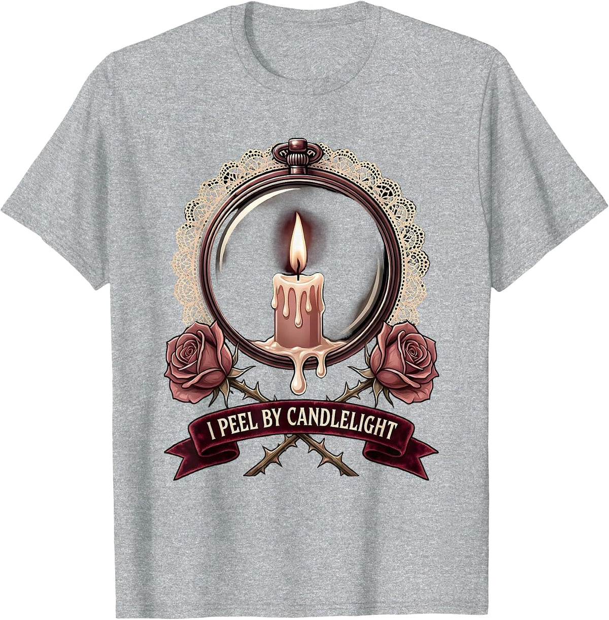 Men's I Peel By Candlelight Vamp Romantic Dermatology Halloween T-Shirt - Heather Grey