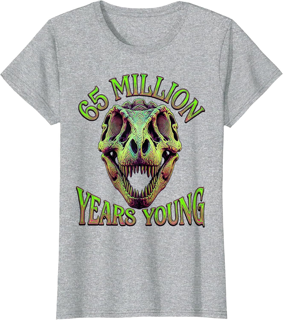 65 Million Years Young Dinosaur Design T-Shirt - Heather Grey